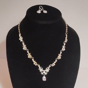 Bling Queen Set Of Rhinestone Unbranded Necklace With Napier Earrings